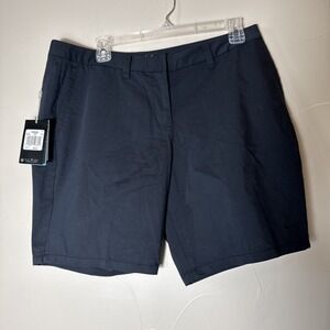 Nike Shorts Womens 10 Med Black Golf Dri Fit Flat Front Pockets  Performance Nwt